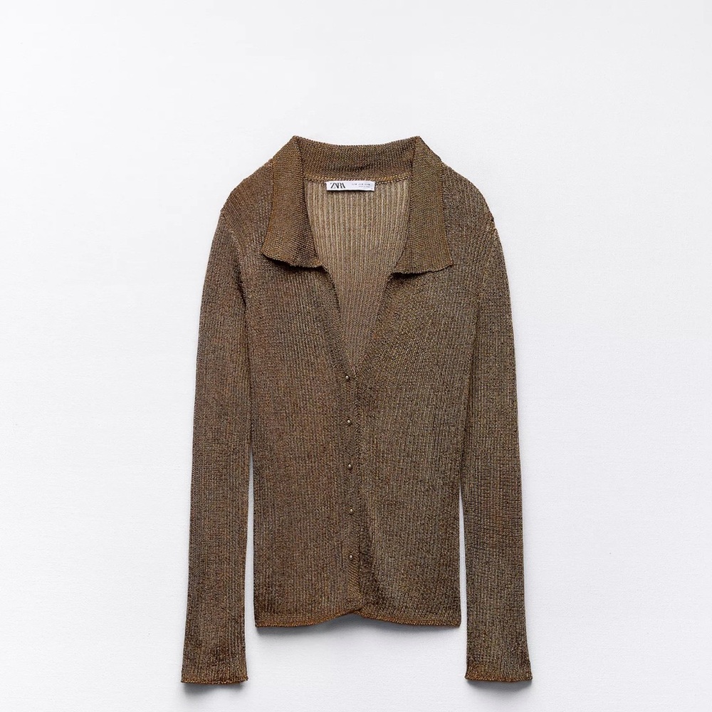 Zara Brown V-Neck Sweater